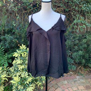 Mea Eor |Size M Chiffon Sheer Cold Shoulder Blouse